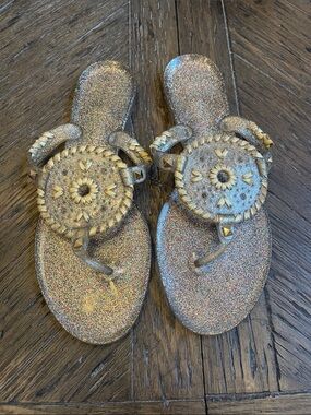 Jack Rogers Glitter Gold Jelly Thong Sandals